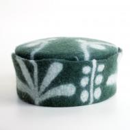 Lauri Chambers: Bottle Green and White Patterned Hat