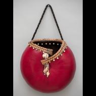 Leslee Burtt: HW19 Red Hanging Canteen with Crazy Lace Agate