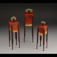 Michael Hamilton: Red Mallea Burl and Brass Stilt Boxes