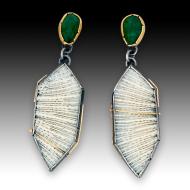 Janine DeCresenzo: Rose Cut Emeralds with Elongated Hexagon Coral Earrings