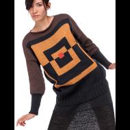 Kaoru Izushi: rectangle sweater & transparent skirt