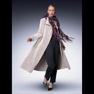 Karen Gelbard: Handwoven Winter White Chenille Coat with Waterfall Scarf