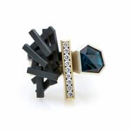 Katzie Hughes: Ring Stack with Diamonds & Topaz
