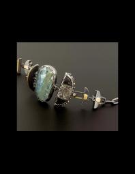 Janine DeCresenzo: Aquamarine, Fossil and Diamond Hinged Bracelet