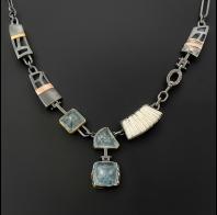 Janine DeCresenzo: Aquamarine, Coral and Diamond Ajouré Y Necklace