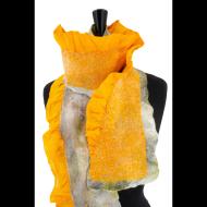 Gina Pannorfi: Double Ruffle Felted Silk Scarf in Goldenrod